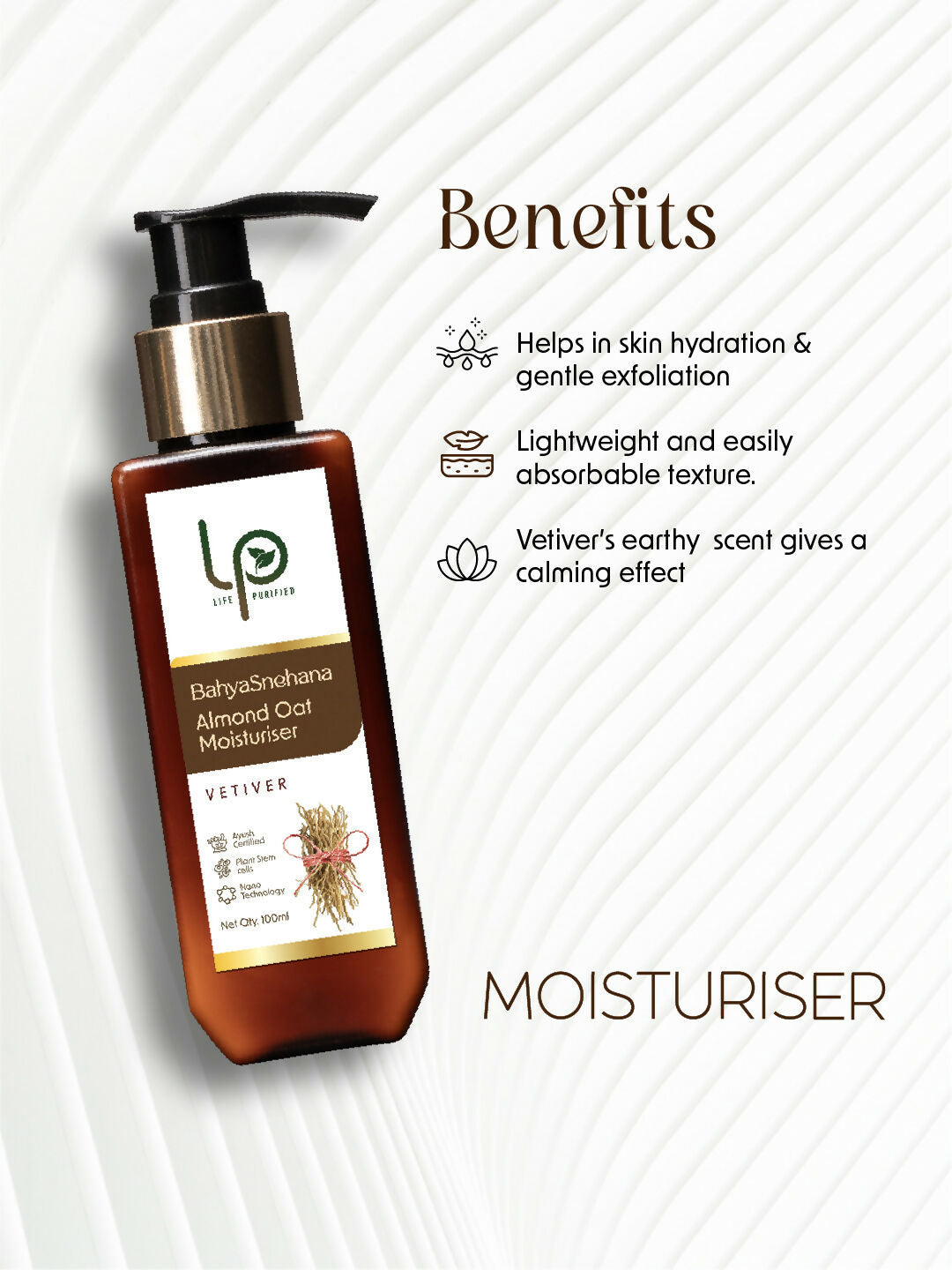 Life Purified Bahyasnehana Almond Oat Moisturiser - Body Lotion - Vetiver