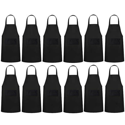 Uniformer Kitchen Apron For Men & Women-Black (Pack of 12)