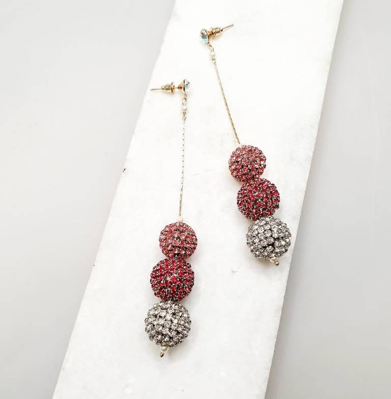 Bling Accessories Rhinestone Ball Long Earring