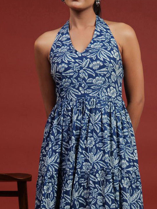 Anayna Printed Halter Neck Dress