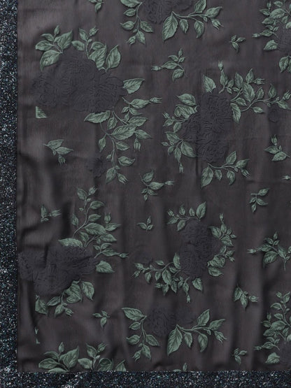 Ahalyaa Black Georgette Anarkali Kurta With Dupatta