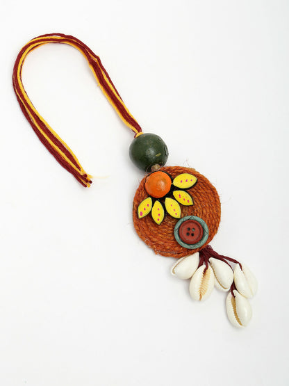 NVR Women & Men Set of 2 Multicolor Sea Shell Handcrafted Bhaiya Bhabhi Rakhi With Roli Chawal & Chocolate