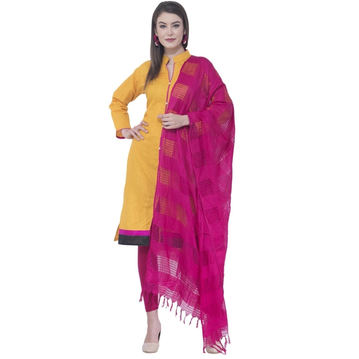 A R Silk Magenta Color Window Square Dupattas and Chunnis