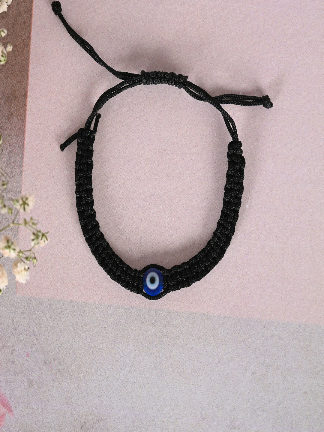 NVR Women & Men Black Evil Eye Rakhi With Roli Chawal