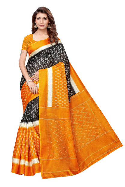 Vamika Mustard Kalamkari With Jhalar Khadi Silk Saree