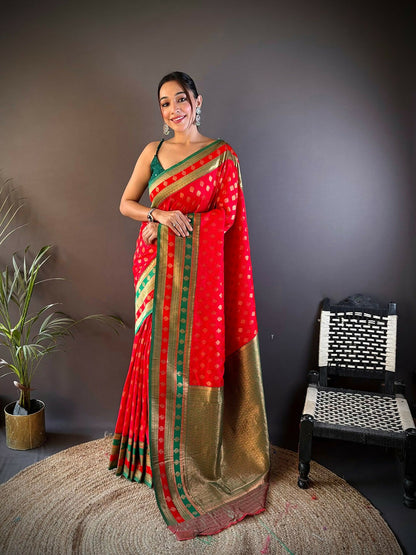 Joban Fashion Green Butti Banarasi Silk Sarees