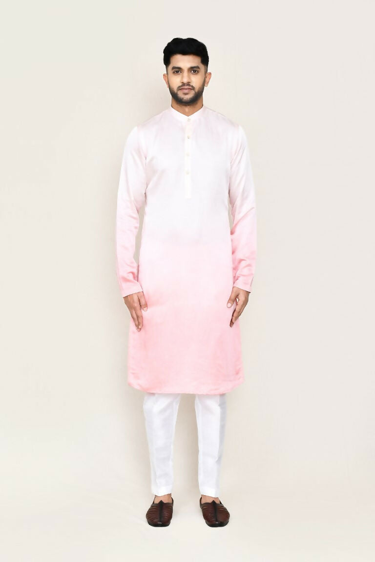Joban Fashion White Colored Satin Silk Fabric Kurta,Straight Fit Pant