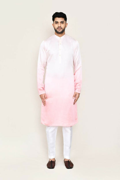 Joban Fashion White Colored Satin Silk Fabric Kurta,Straight Fit Pant