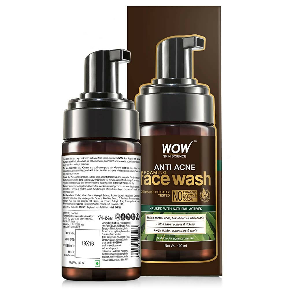 Wow Skin Science Anti Acne Foaming Face Wash - 100 ml