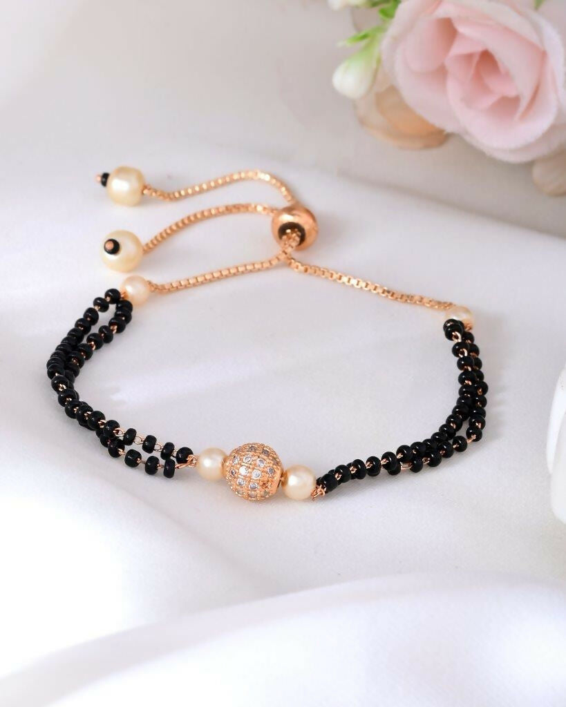 VOJ Gold-Polished AD Stone Studded Mangalsutra Bracalet