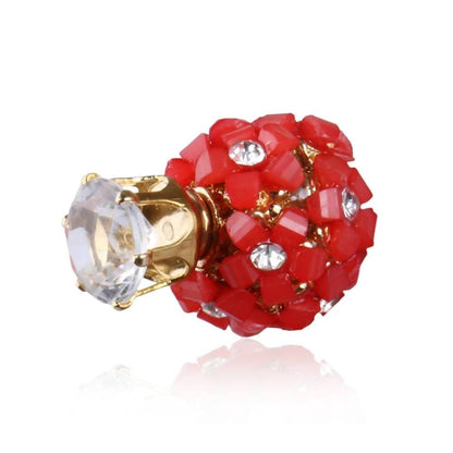 Trendoo Jewelry Gold-Polished Stylish Fancy Party Wear Red Studs