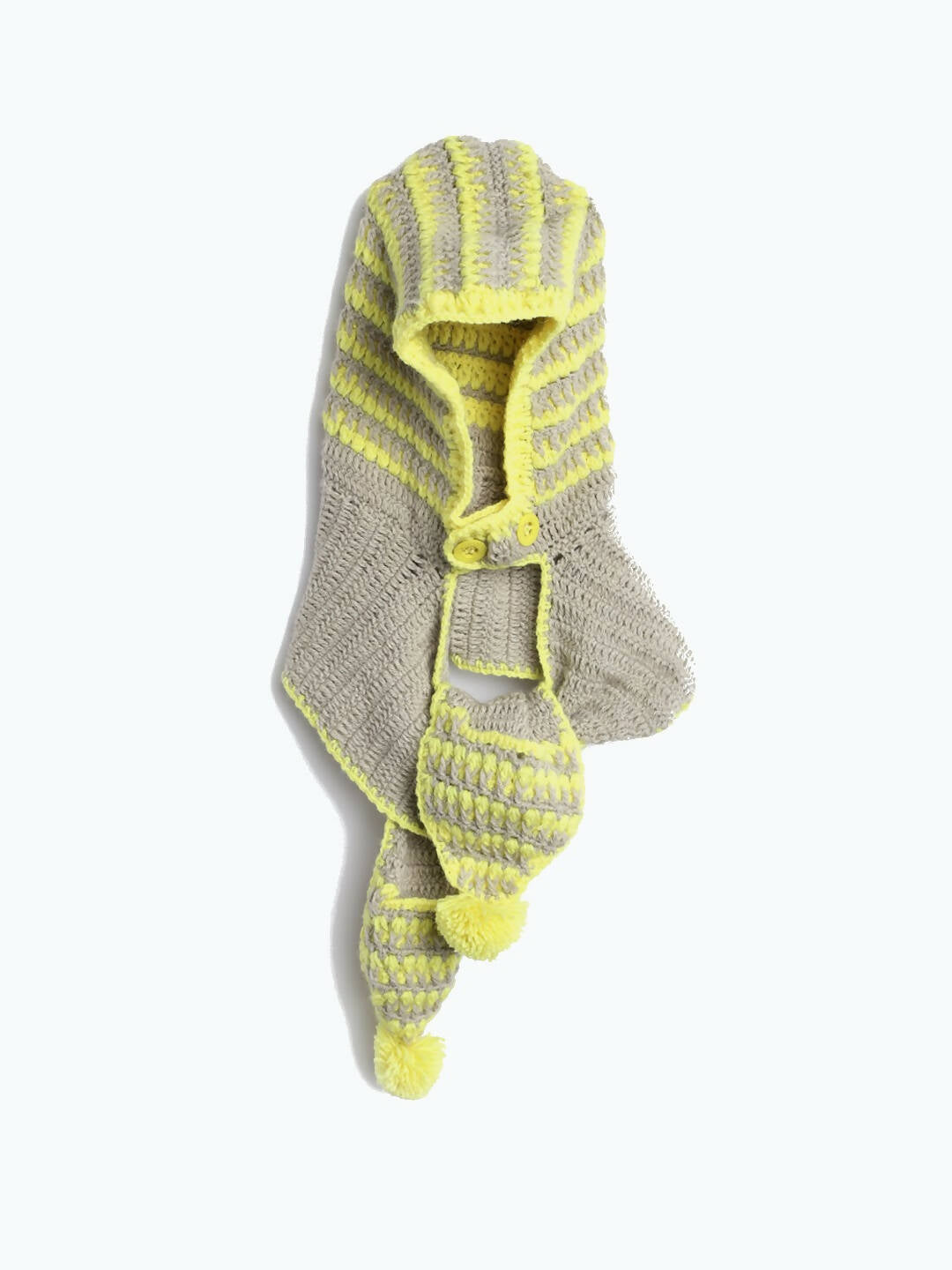 Chutput Kids Woollen Hand Knitted Striped Design Cap - Grey