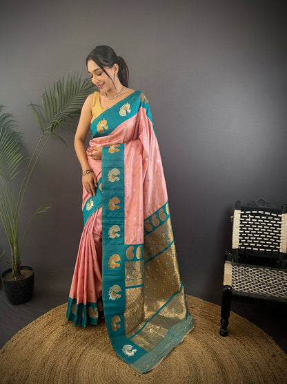 Joban Fashion Teal Butti Banarasi Silk Sarees