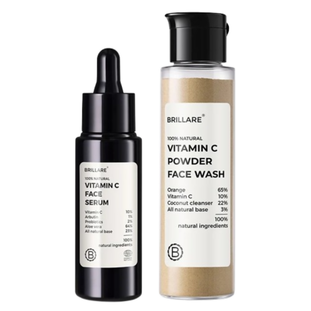 Brillare 10% Vitamin C Face Serum & Vitamin C Powder Face Wash