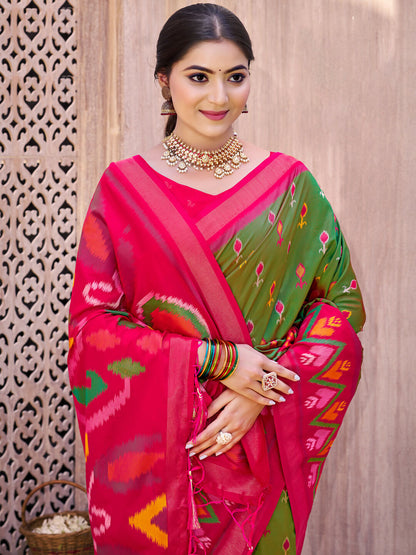 Shree Shyam Fashion Mehandi Pochampally Silk Saree