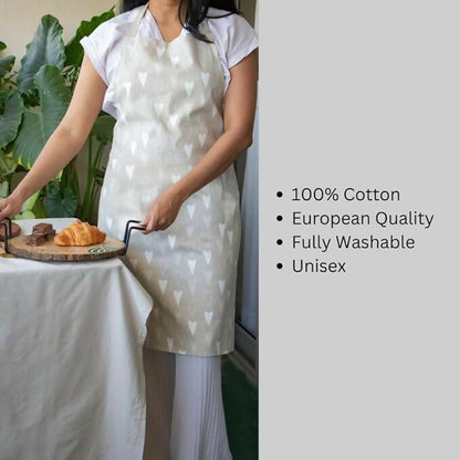 Oak & Lily 100% Cotton Kitchen Apron-Beige and Ivory