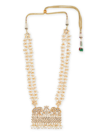 Gold-Toned White Brass Gold-Polished Necklace - Ruby Raang