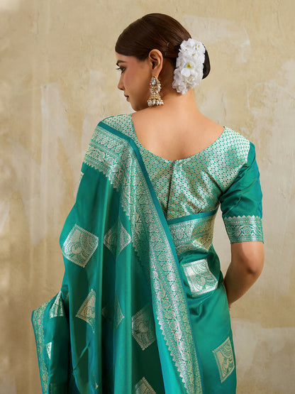 Shree Shyam Fashion Sea Green Silk Blend Saree