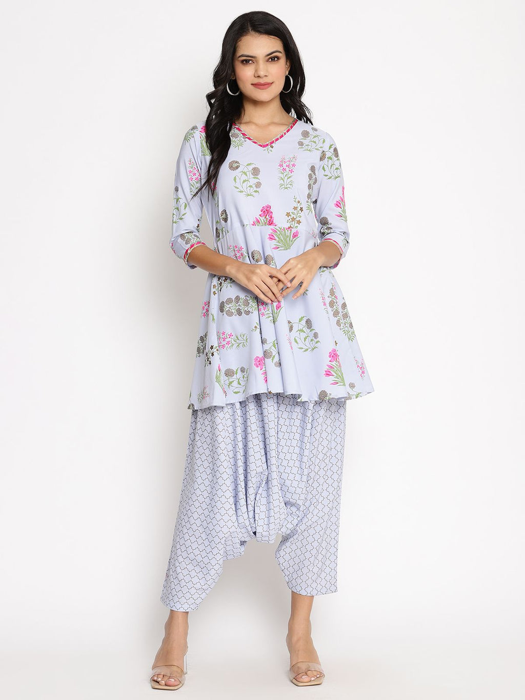 Ahalyaa Crepe Printed Top With Harem Pant