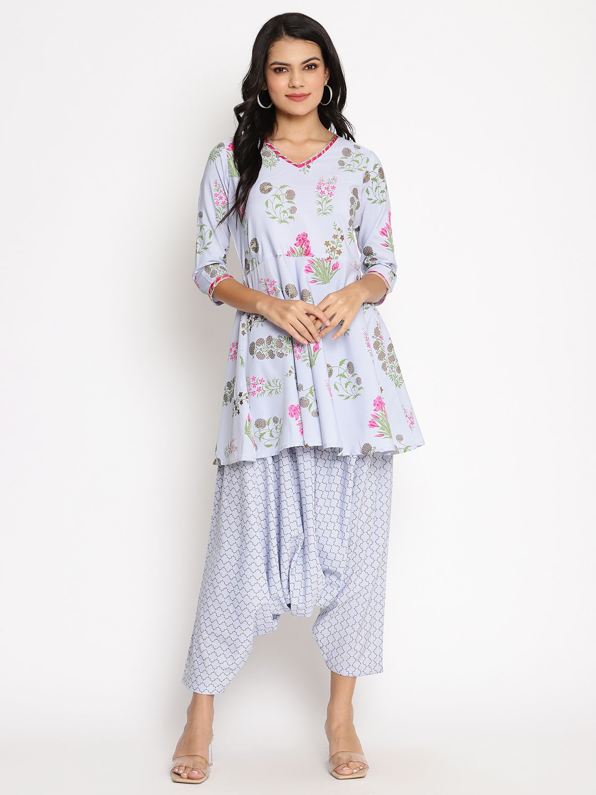 Ahalyaa Crepe Printed Top With Harem Pant
