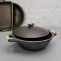 Zishta Kadai Manipur Longpi Black Pottery with Wooden Handles