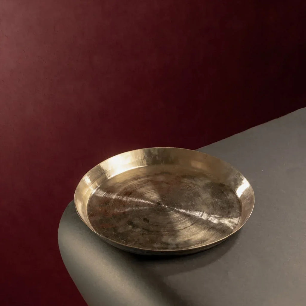 Zishta Kansa Bronze Dinner Set Thali Plate 2 Katori Tumbler Spoon 5 Piece