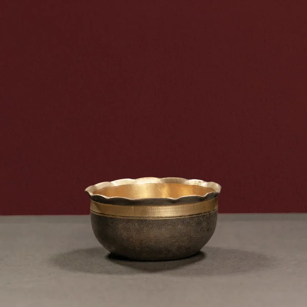 Zishta Kansa Bronze Serving Bowl Petal Shape