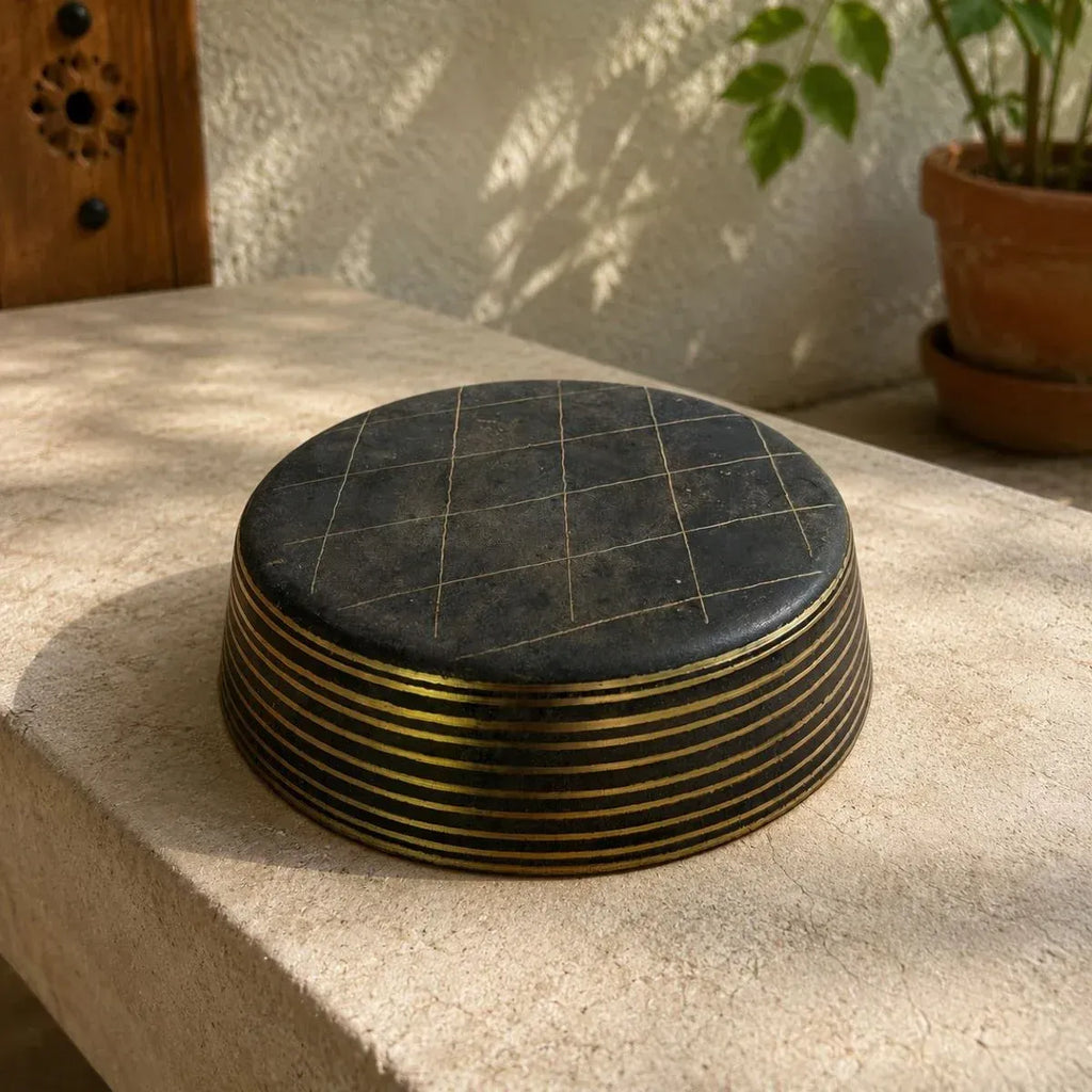 Zishta Kansa Serving Bowl Handcrafted Bronze Large