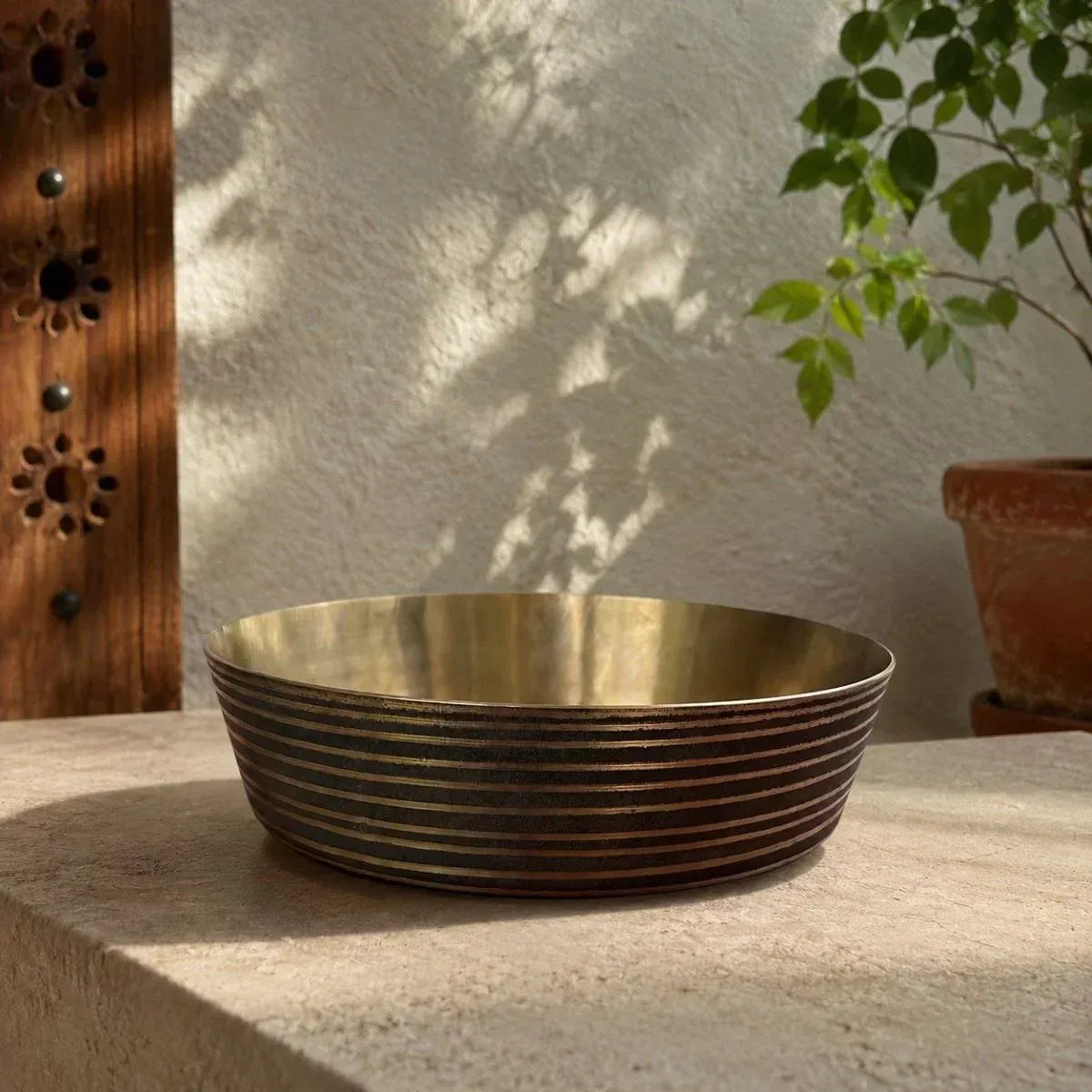 Zishta Kansa Serving Bowl Handcrafted Bronze Large