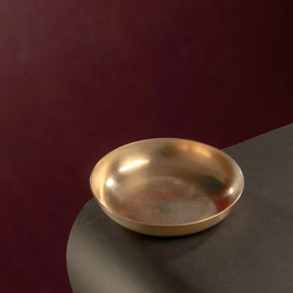 Zishta Kansa Snack Plate Handcrafted Bronze Serveware