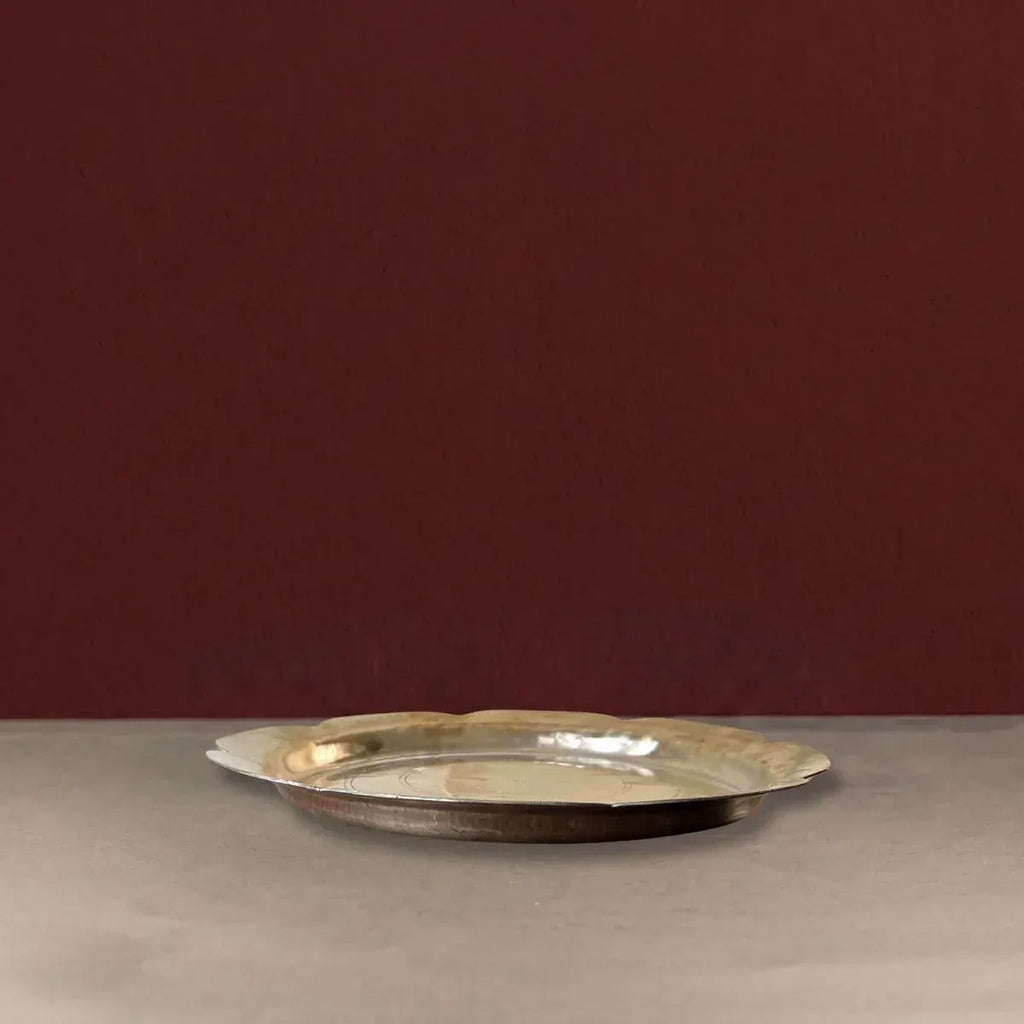 Zishta Kansa Thali Chandramalli Bronze Dinner Plate Handcrafted from West Bengal