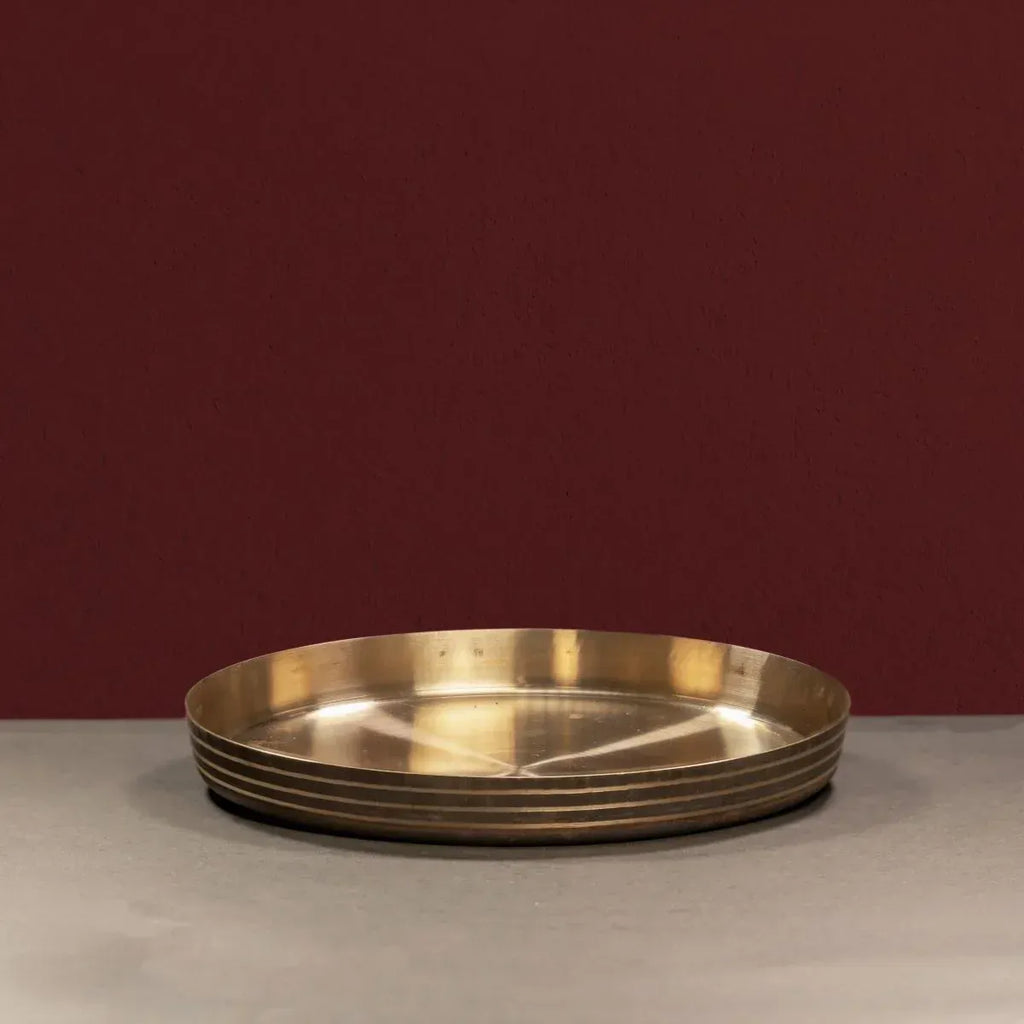 Zishta Kansa Thali Gujarat Bronze Dinner Plate Handcrafted