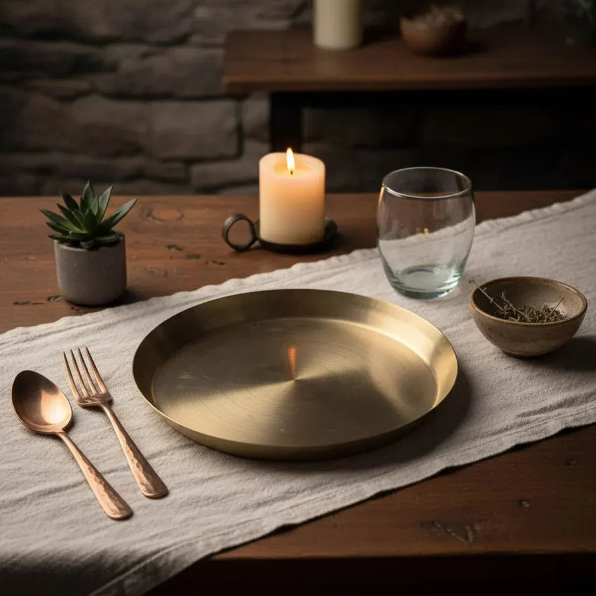 Zishta Kansa Thali Matt Finish Bronze Dinner Plate