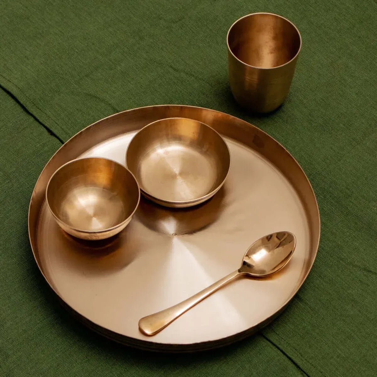 Zishta Kansa Thali Set Gujarat Bronze Dinner Set Handcrafted