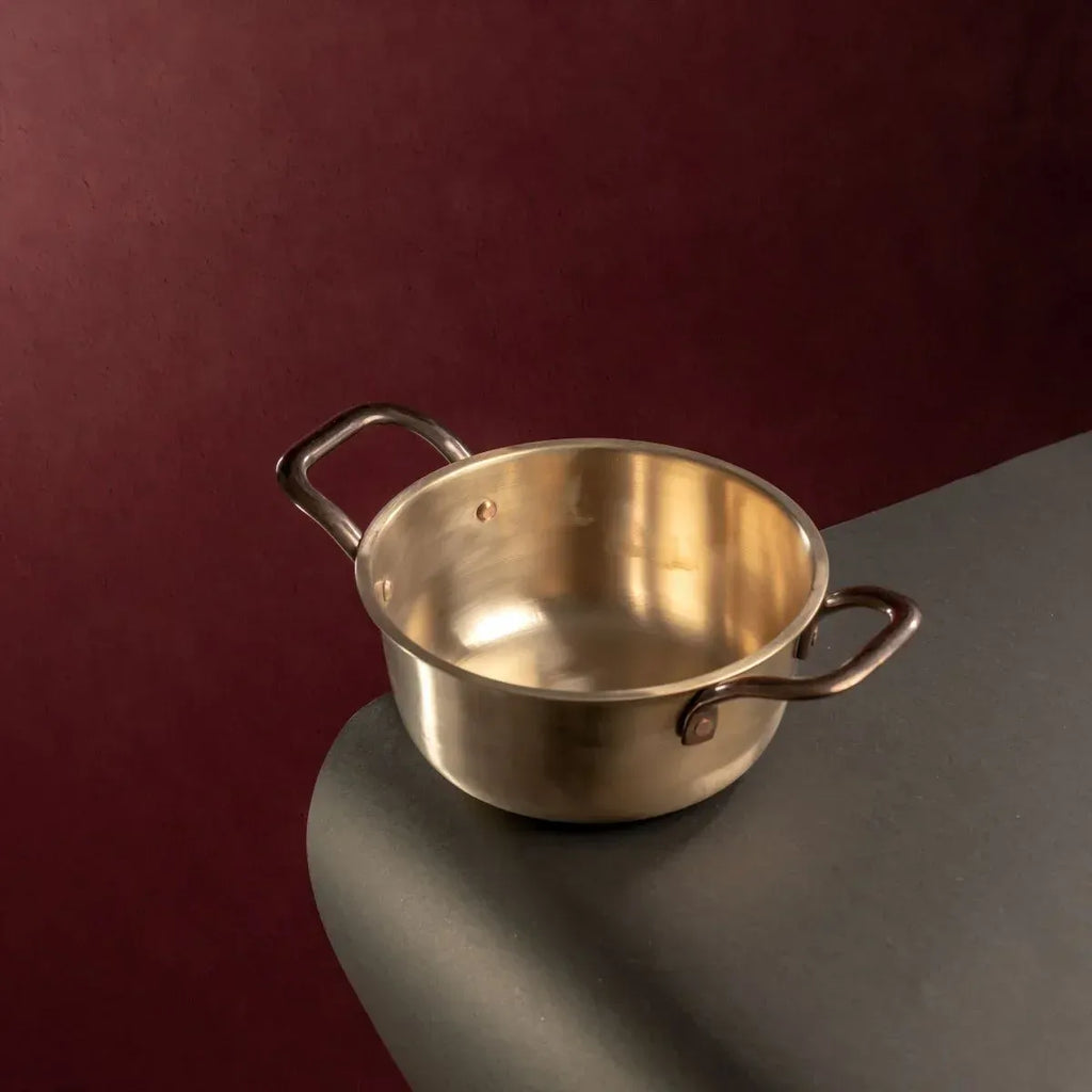 Zishta Kansa Tulsi Casserole Cooking Pot Handcrafted Bronze Bell Metal - 1.6Ltr