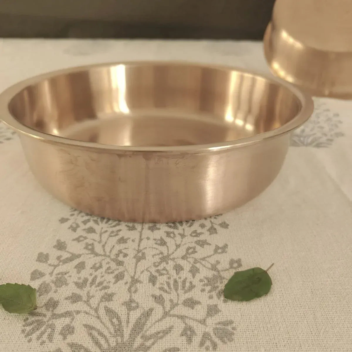 Zishta Kansa Tulsi Cookware Shallow Pan Tope Handcrafted Bronze Bell Metal