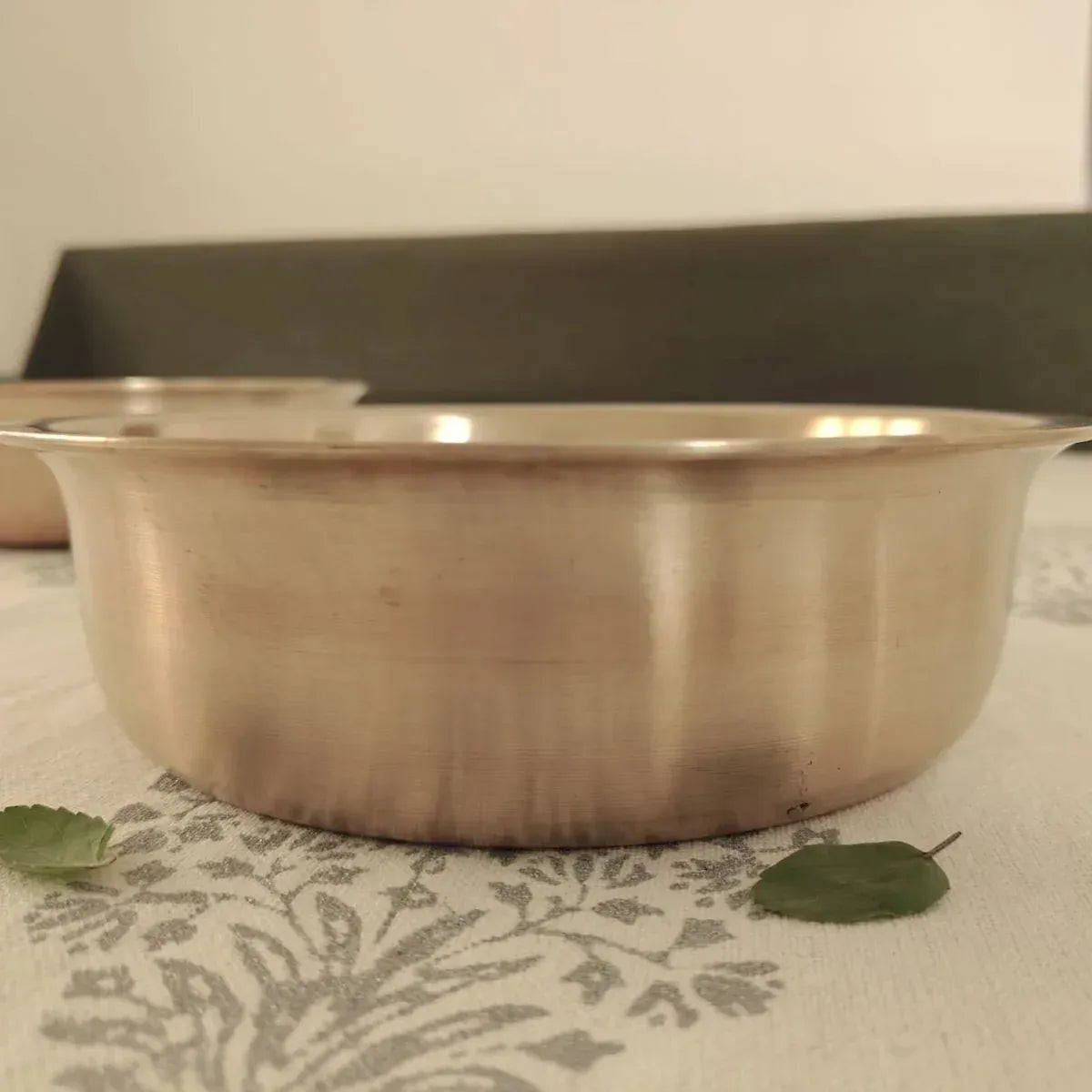 Zishta Kansa Tulsi Cookware Shallow Pan Tope Handcrafted Bronze Bell Metal
