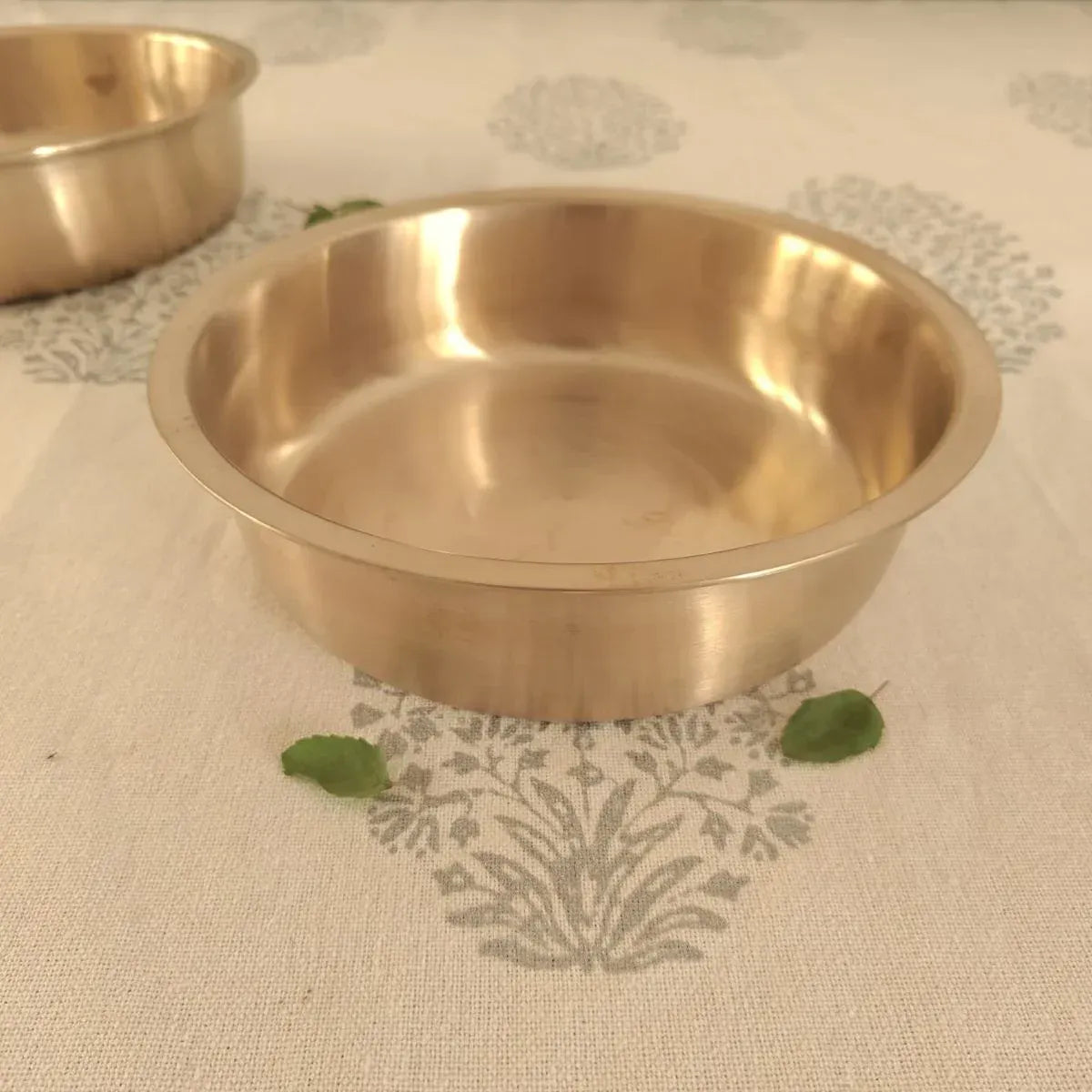 Zishta Kansa Tulsi Cookware Shallow Pan Tope Handcrafted Bronze Bell Metal