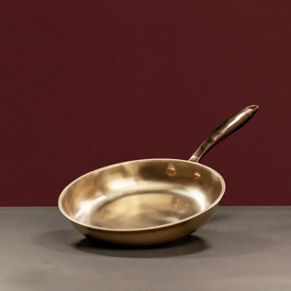 Zishta Kansa Tulsi Fry Pan Handcrafted Bronze Bell Metal Cookware
