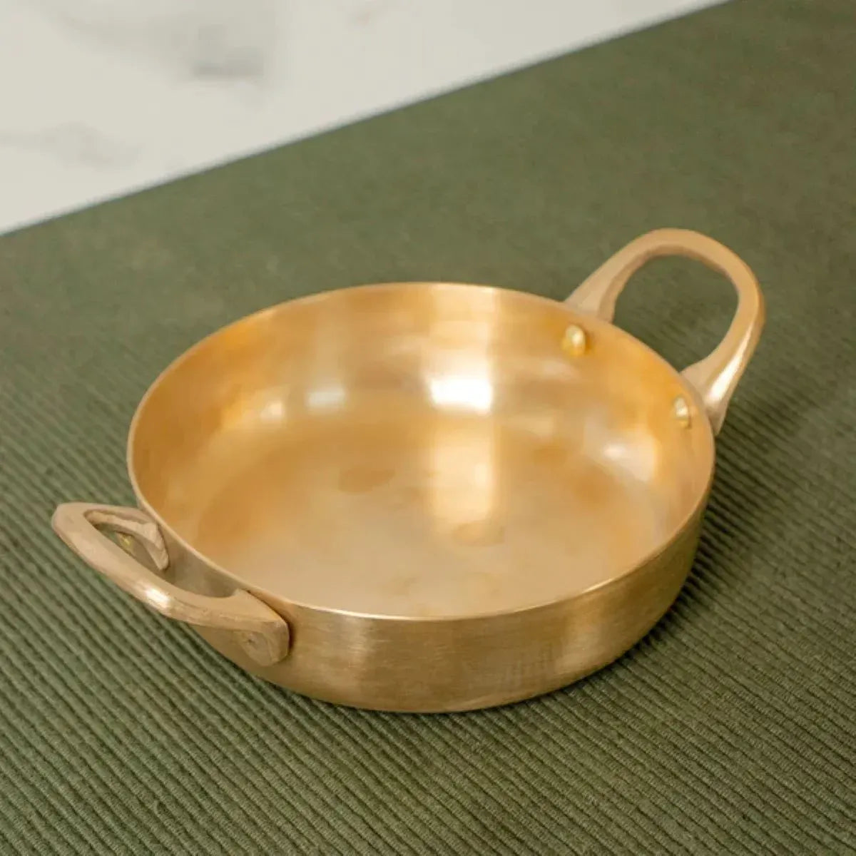 Zishta Kansa Tulsi Serveware Pan Handcrafted Bronze Bell Metal