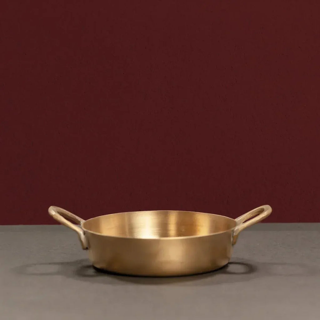 Zishta Kansa Tulsi Serveware Pan Handcrafted Bronze Bell Metal