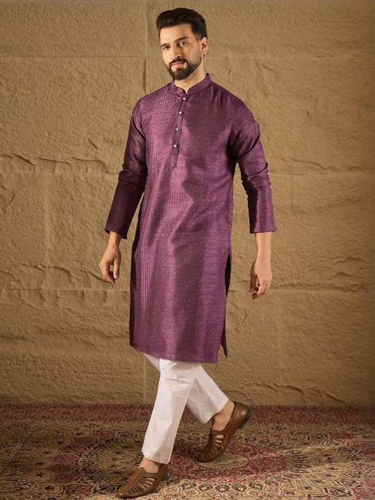 Anouk Men Embroidered Kurta Purple