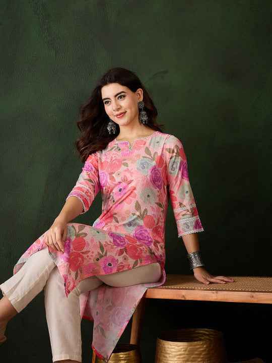 Sangria Floral Printed Pure Cotton Kurta