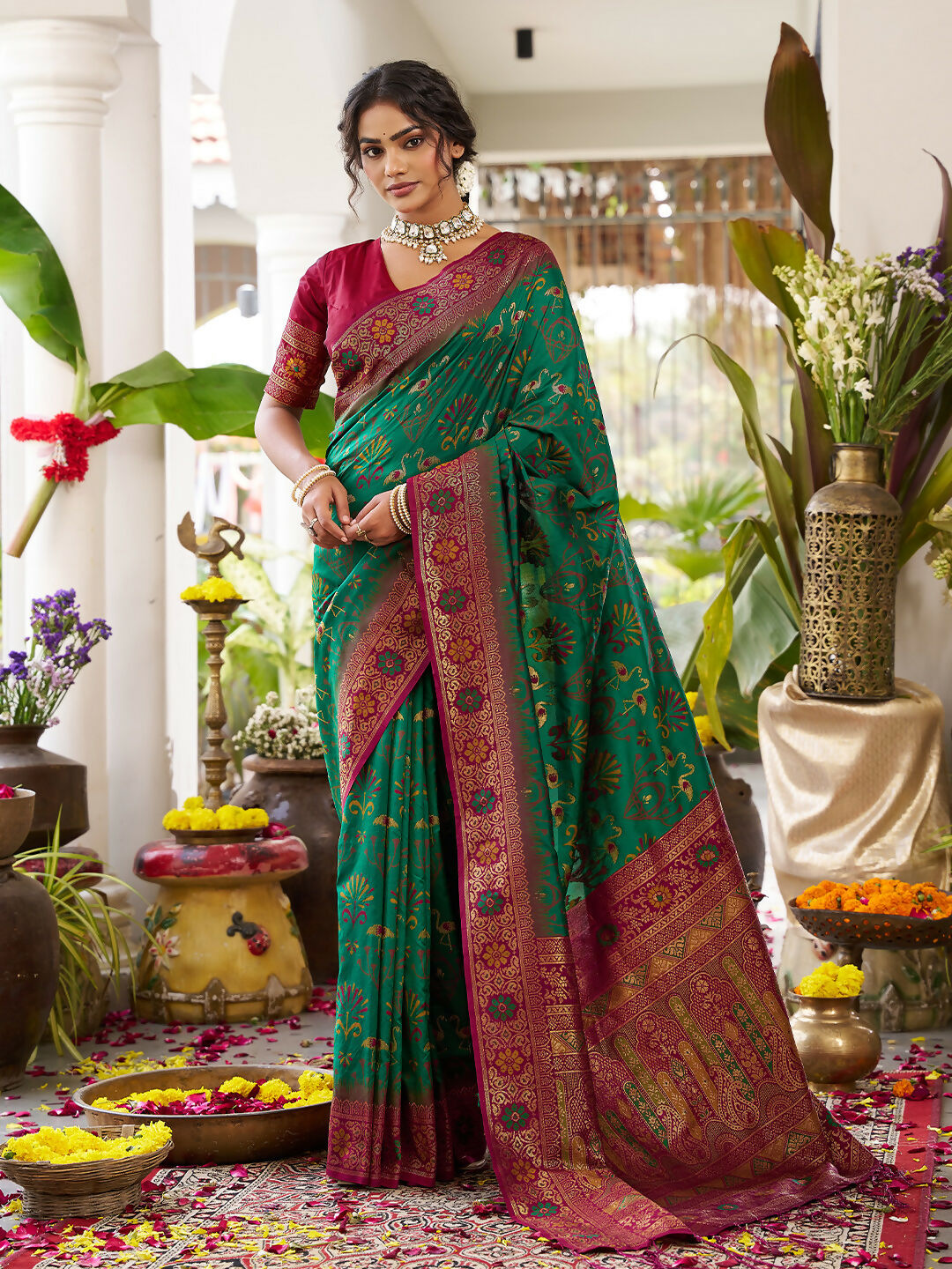 Shree Shyam Fashion Green Soft Silk Saree