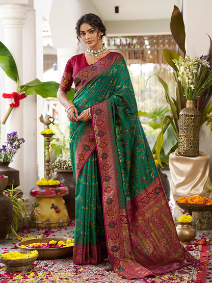 Shree Shyam Fashion Green Soft Silk Saree