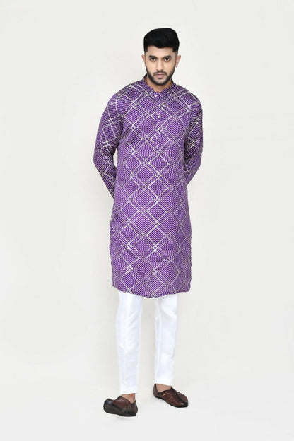 Joban Fashion Purple Colored Silk With Sequence Work Fabric Kurta With Straight Fit Pant