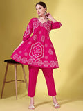 Tikhi Imli Embroidered V-Neck Three-Quarter Sleeves Pure Cotton Tunic With Trouser