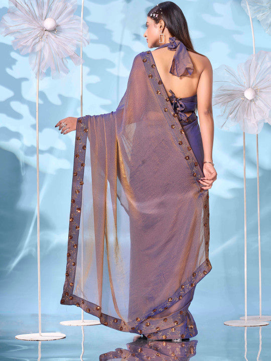 Tikhi Imli Embellished Sequinned Satin Heavy Work Saree