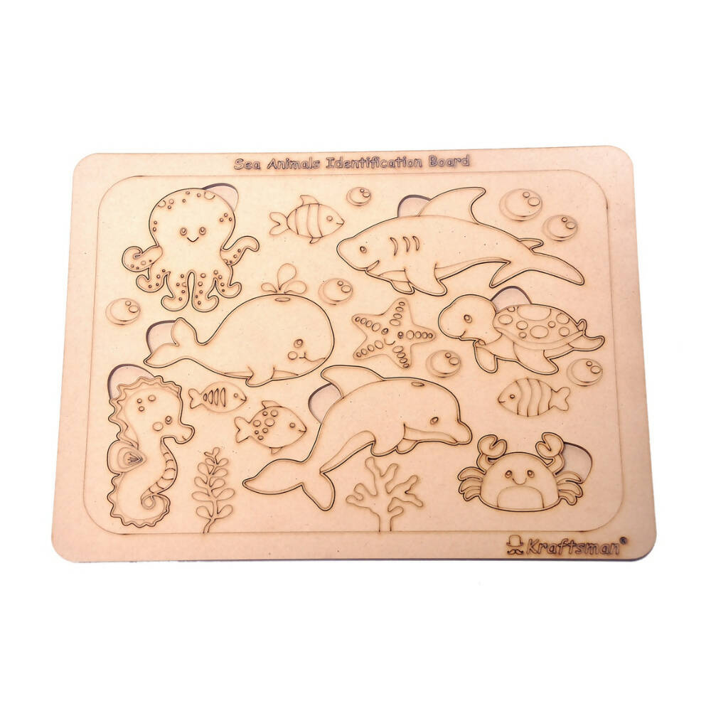 Kraftsman Sea Animals Identification Puzzle Board | Color Kit Included