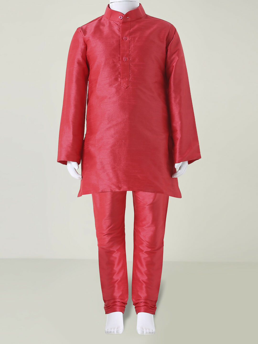 Joban Fashion Kids Island Sequence work Nehru Jacket Full Sleeves Kurta, Pajama Set - Tomato Red